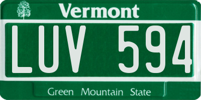 VT license plate LUV594