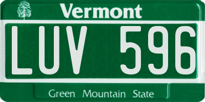 VT license plate LUV596