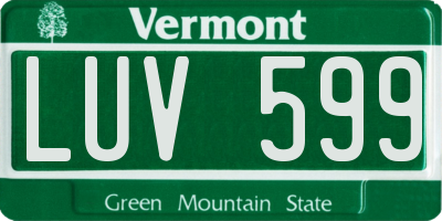 VT license plate LUV599
