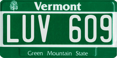 VT license plate LUV609