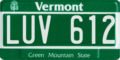 VT license plate LUV612