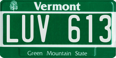 VT license plate LUV613