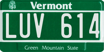 VT license plate LUV614