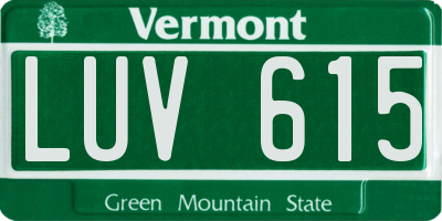 VT license plate LUV615