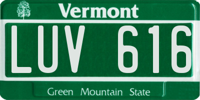 VT license plate LUV616