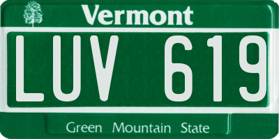 VT license plate LUV619
