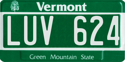 VT license plate LUV624