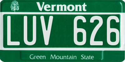 VT license plate LUV626