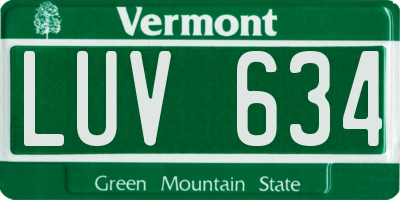VT license plate LUV634