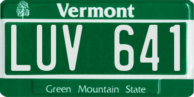 VT license plate LUV641