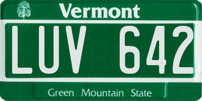 VT license plate LUV642