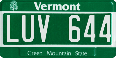 VT license plate LUV644