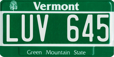 VT license plate LUV645