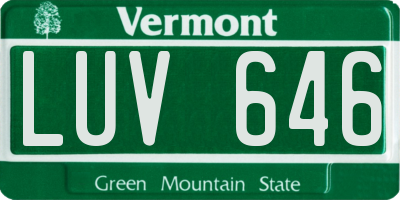 VT license plate LUV646