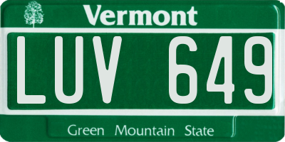 VT license plate LUV649