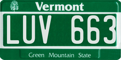 VT license plate LUV663