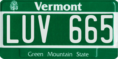 VT license plate LUV665