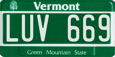 VT license plate LUV669
