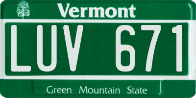 VT license plate LUV671