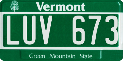 VT license plate LUV673