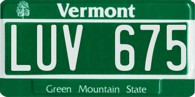 VT license plate LUV675