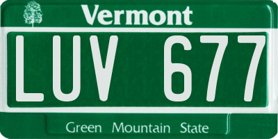 VT license plate LUV677