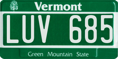 VT license plate LUV685