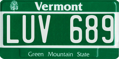 VT license plate LUV689