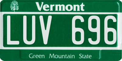 VT license plate LUV696