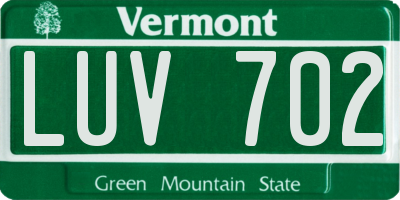 VT license plate LUV702