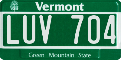 VT license plate LUV704