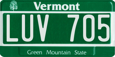 VT license plate LUV705