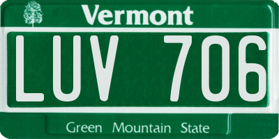 VT license plate LUV706