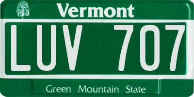 VT license plate LUV707