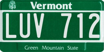 VT license plate LUV712