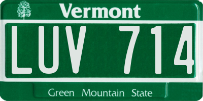 VT license plate LUV714