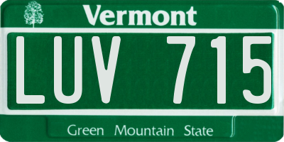 VT license plate LUV715