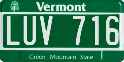 VT license plate LUV716