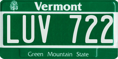 VT license plate LUV722
