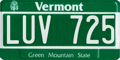 VT license plate LUV725