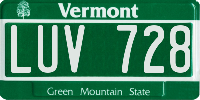 VT license plate LUV728