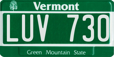 VT license plate LUV730