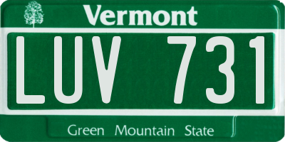 VT license plate LUV731