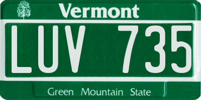 VT license plate LUV735