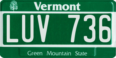 VT license plate LUV736