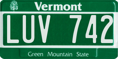 VT license plate LUV742