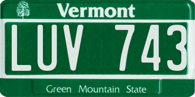 VT license plate LUV743