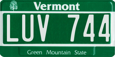 VT license plate LUV744