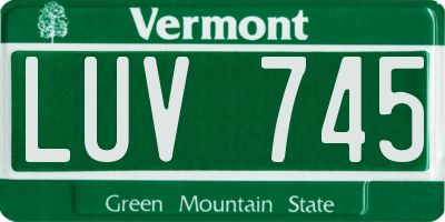 VT license plate LUV745