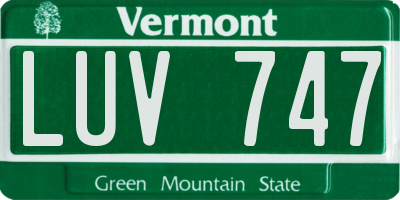 VT license plate LUV747